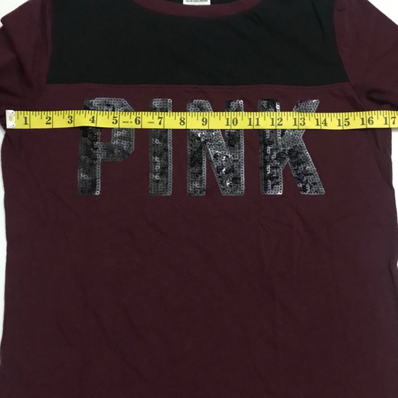 Pink Victoria’s Secrets Women’s Tee/Top Size XS Red Wine /Black Color - Picture 4 of 13